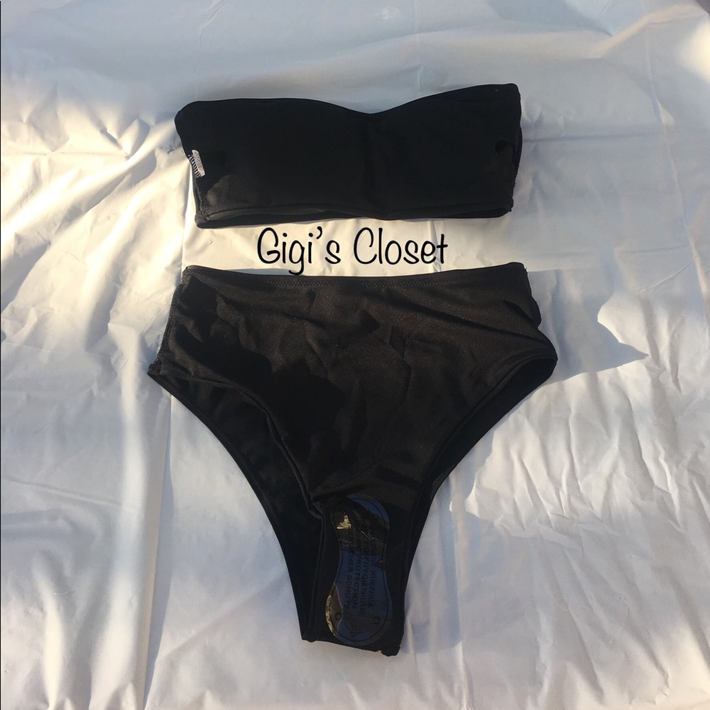 Bandeau Bikini High Waisted BLACK - Picture 4 of 8